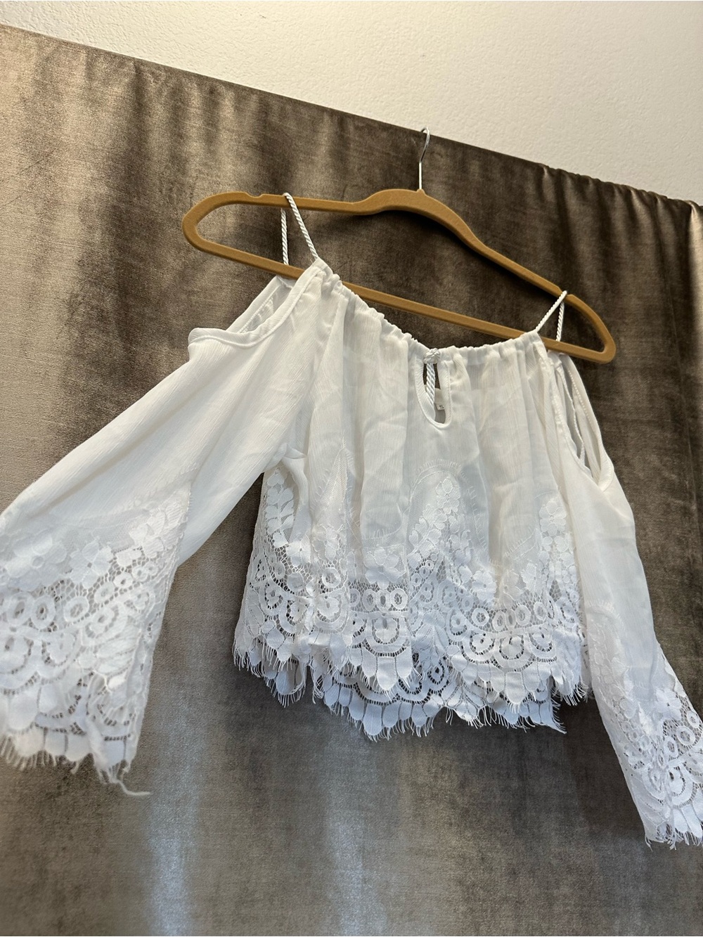 White Lace Off-Shoulder Peasant Top, Sexy Coverup
